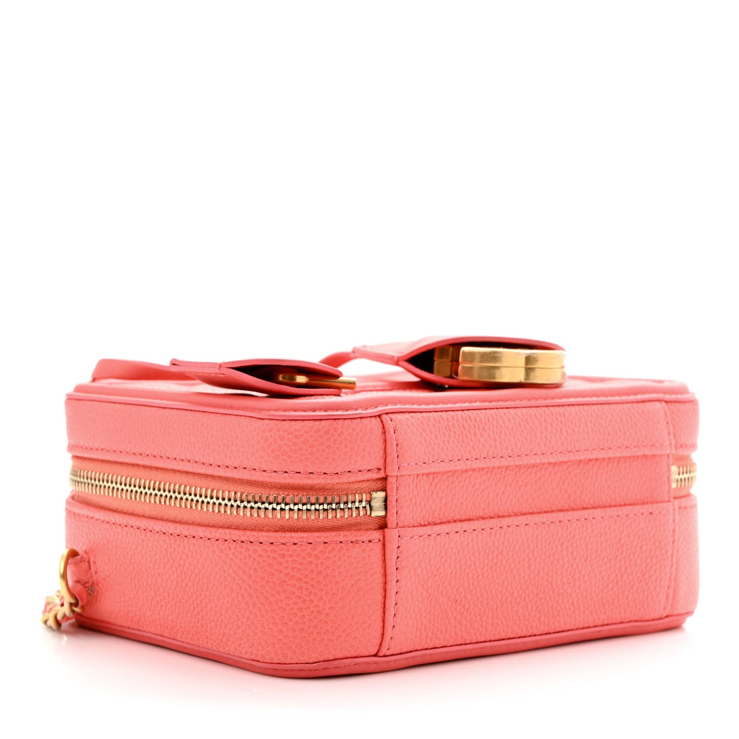Caviar Quilted Small CC Filigree Vanity Case Coral
