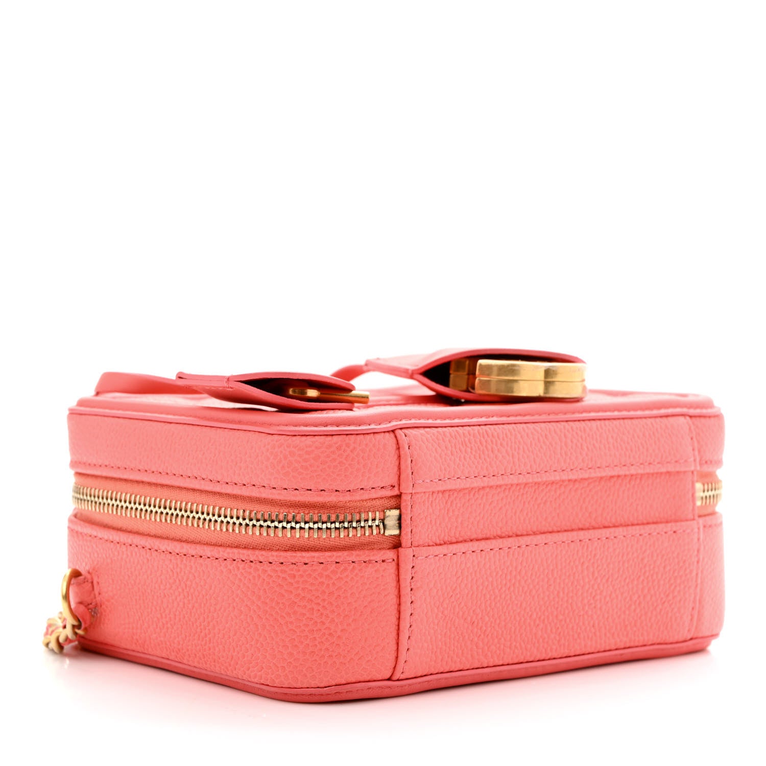 Chanel Caviar Quilted Small CC Filigree Vanity Case Coral 4 of 10