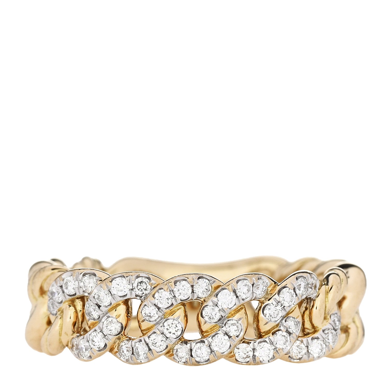 David Yurman 18K Yellow Gold Diamond 5mm Belmont Curb Link Band Ring 48 4.5 1 of 4