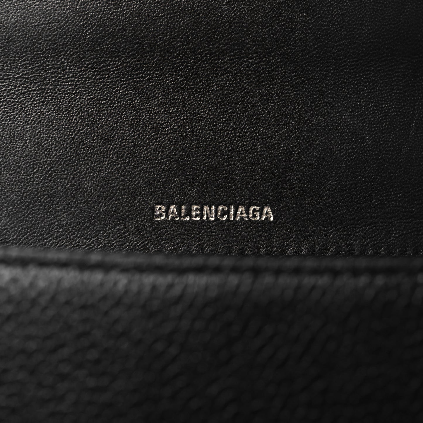 Grained Calfskin Medium Hourglass Top Handle Bag Black
