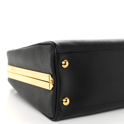 Prada Saffiano Vernice Pyramid Bag Black 8 of 9