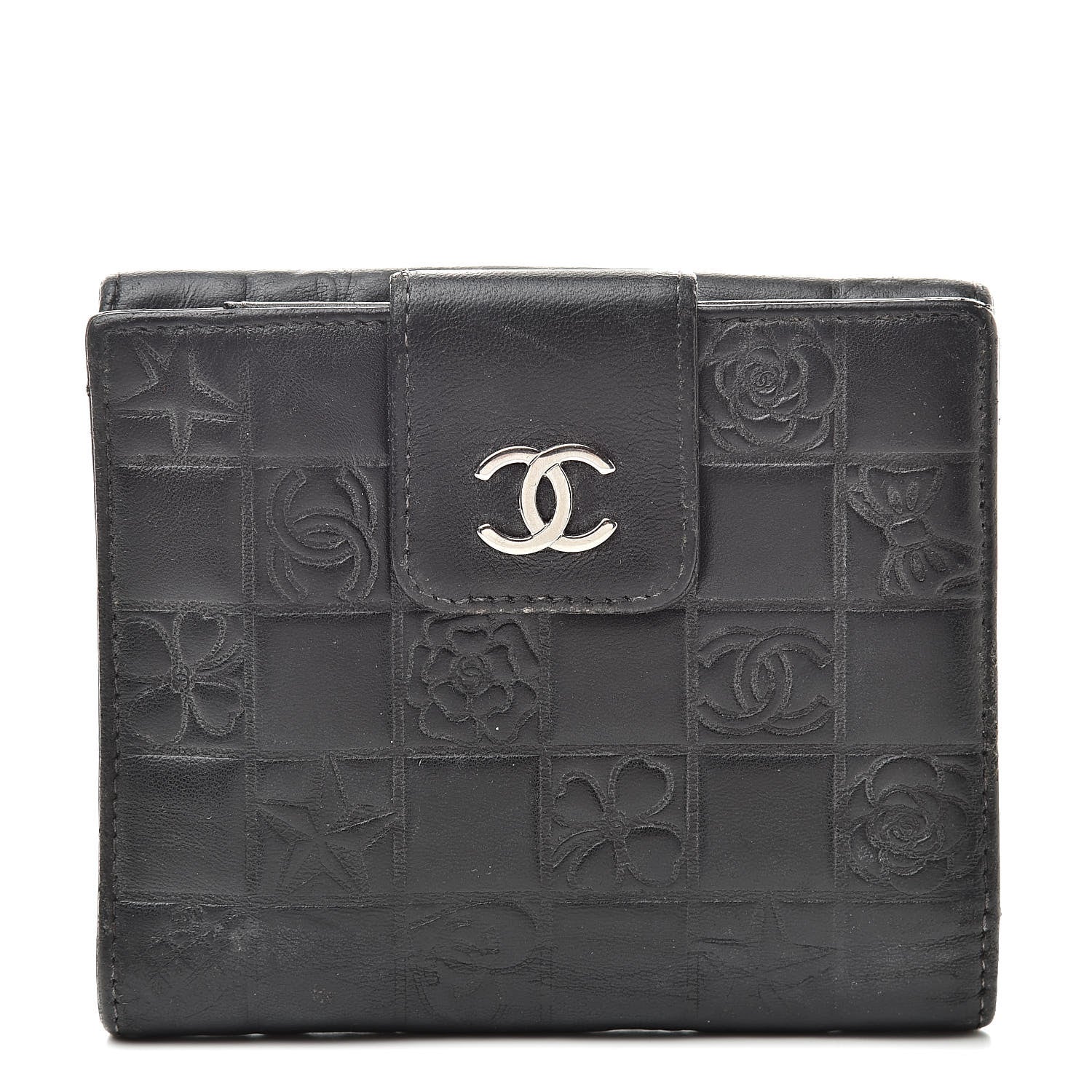 Chanel Calfskin Lucky Symbols Compact French Flap Wallet Black 1 of 18