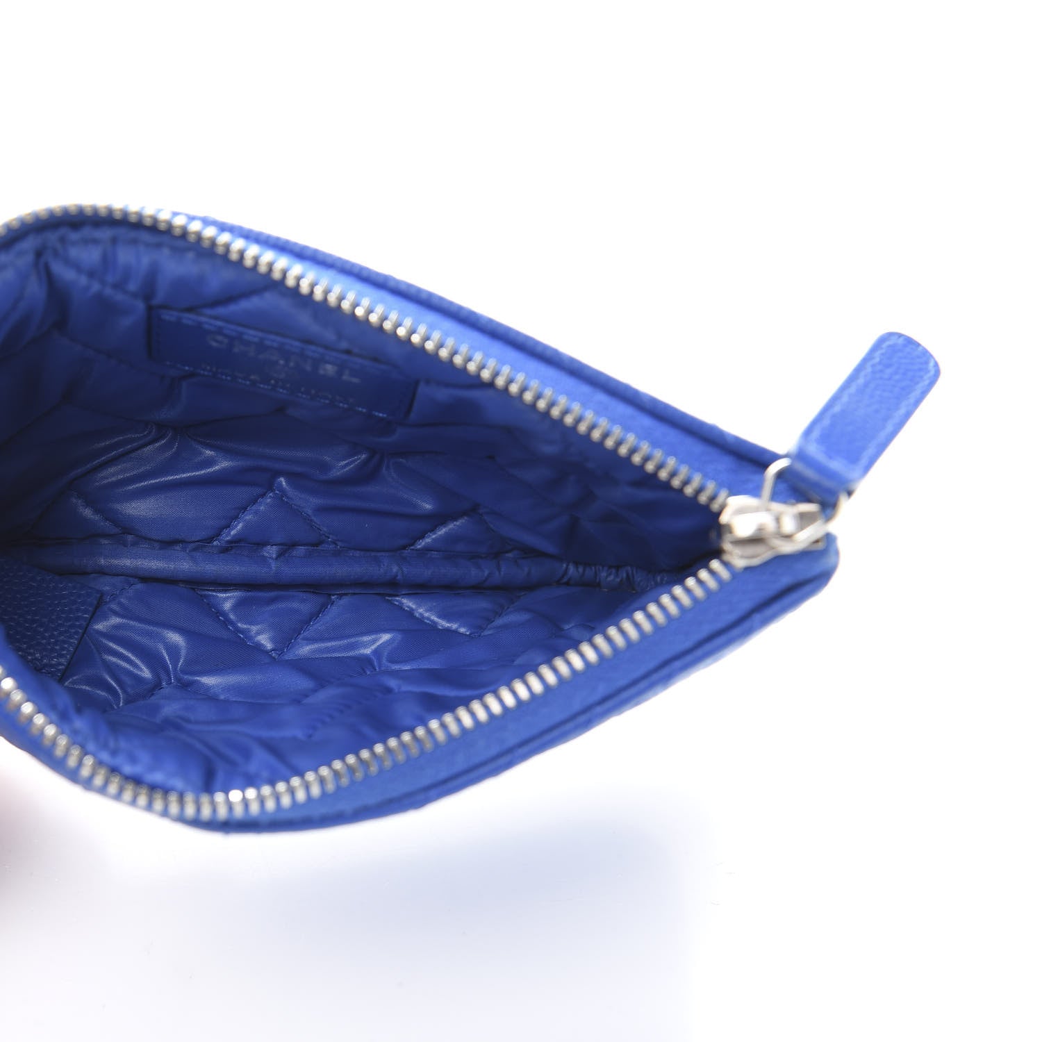 Chanel Caviar Chevron Quilted Small Cosmetic Case Blue 5 of 9