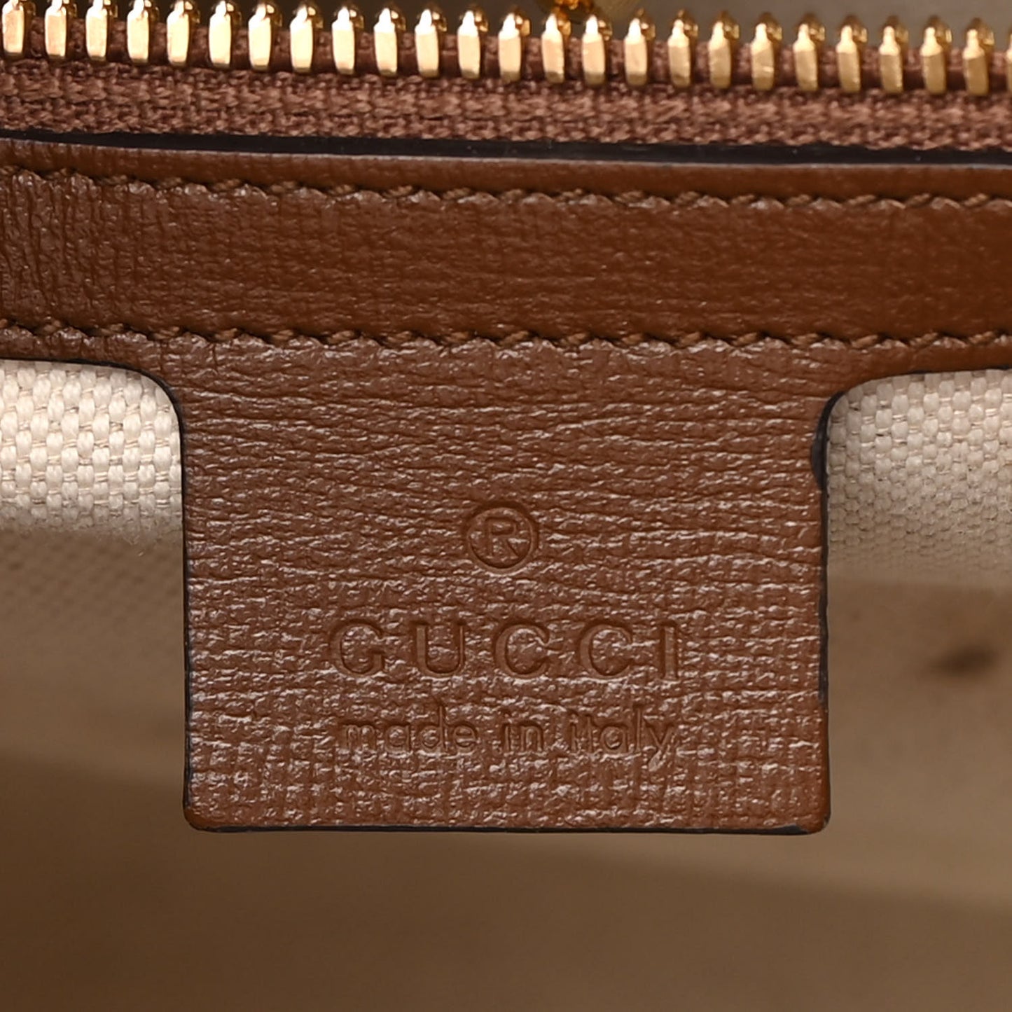 GG Supreme Monogram Azalea Calfskin Small Retro Interlocking G Tote Bag Beige Ebony Brown Sugar