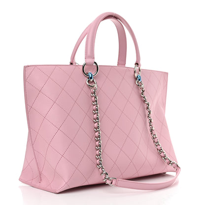 Chanel Calfskin Stitch Medium Ring My Bag Shopping Tote Pink 3 of 11