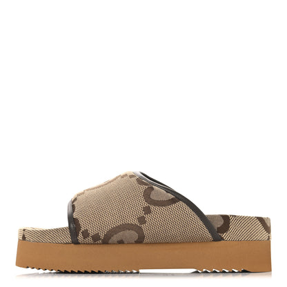 Gucci Monogram Jumbo GG Nappa Samoa Platform 40mm Slide Sandals 40 Camel Ebony New Acero 1 of 9