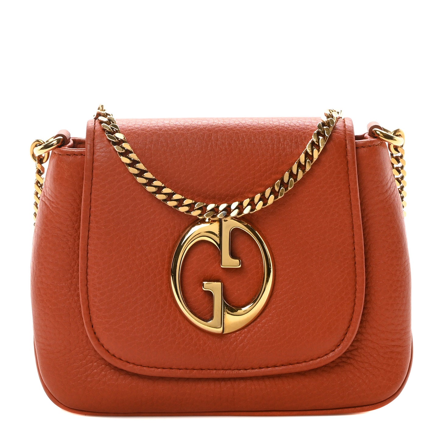 Pebbled Calfskin Small 1973 Chain Shoulder Bag Orange