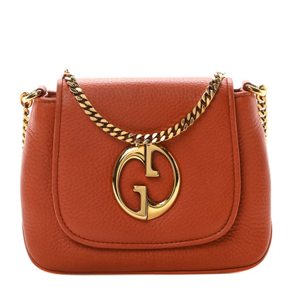 Gucci Pebbled Calfskin Small 1973 Chain Shoulder Bag Orange 1 of 10