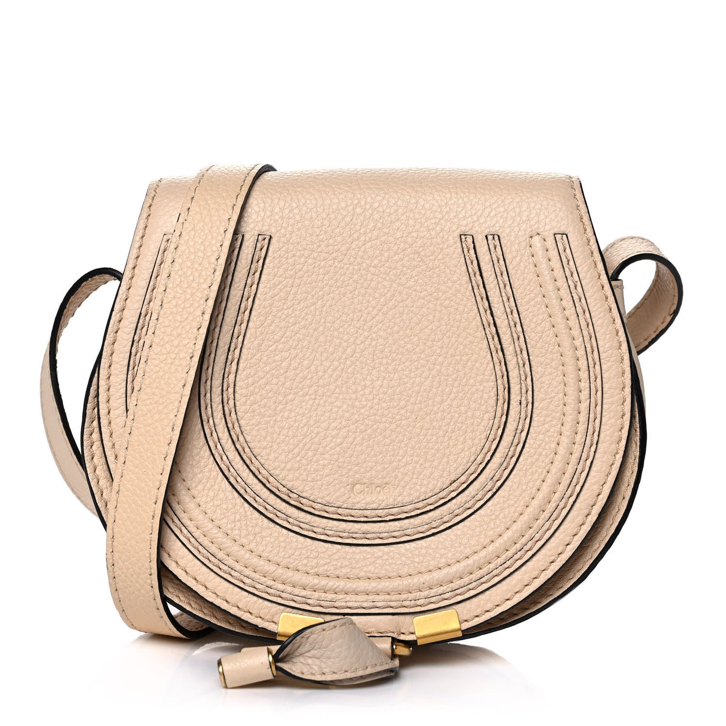 Calfskin Mini Marcie Round Crossbody Bag Nude
