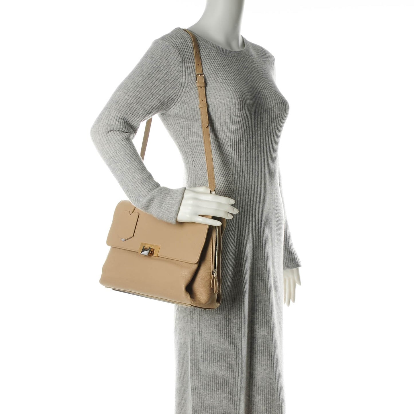 Grained Calfskin Le Dix Small Soft Cartable Beige Seigle