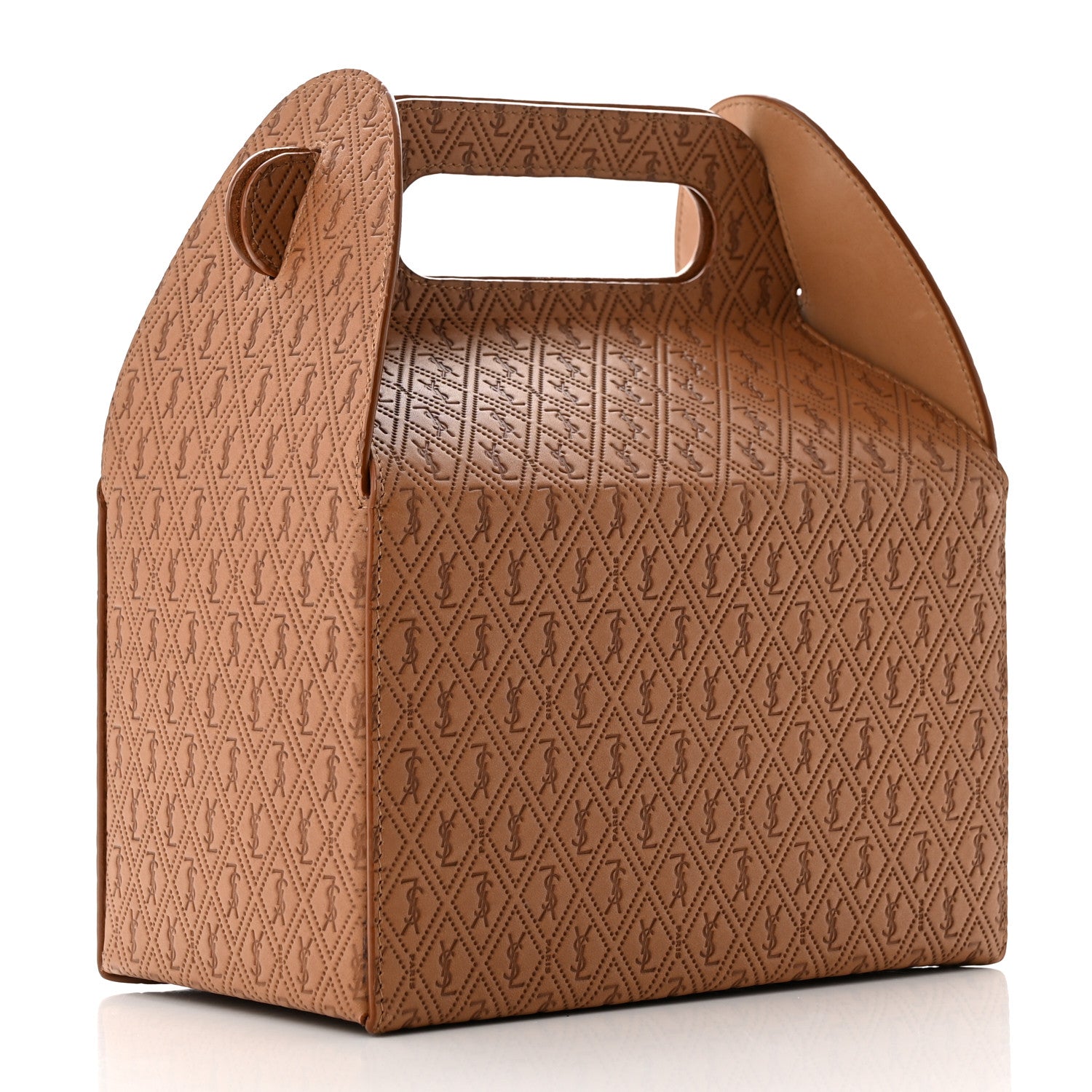 Saint Laurent Calfskin Monogram Take Away Box Dusty Vintage Brown Gold 3 of 10