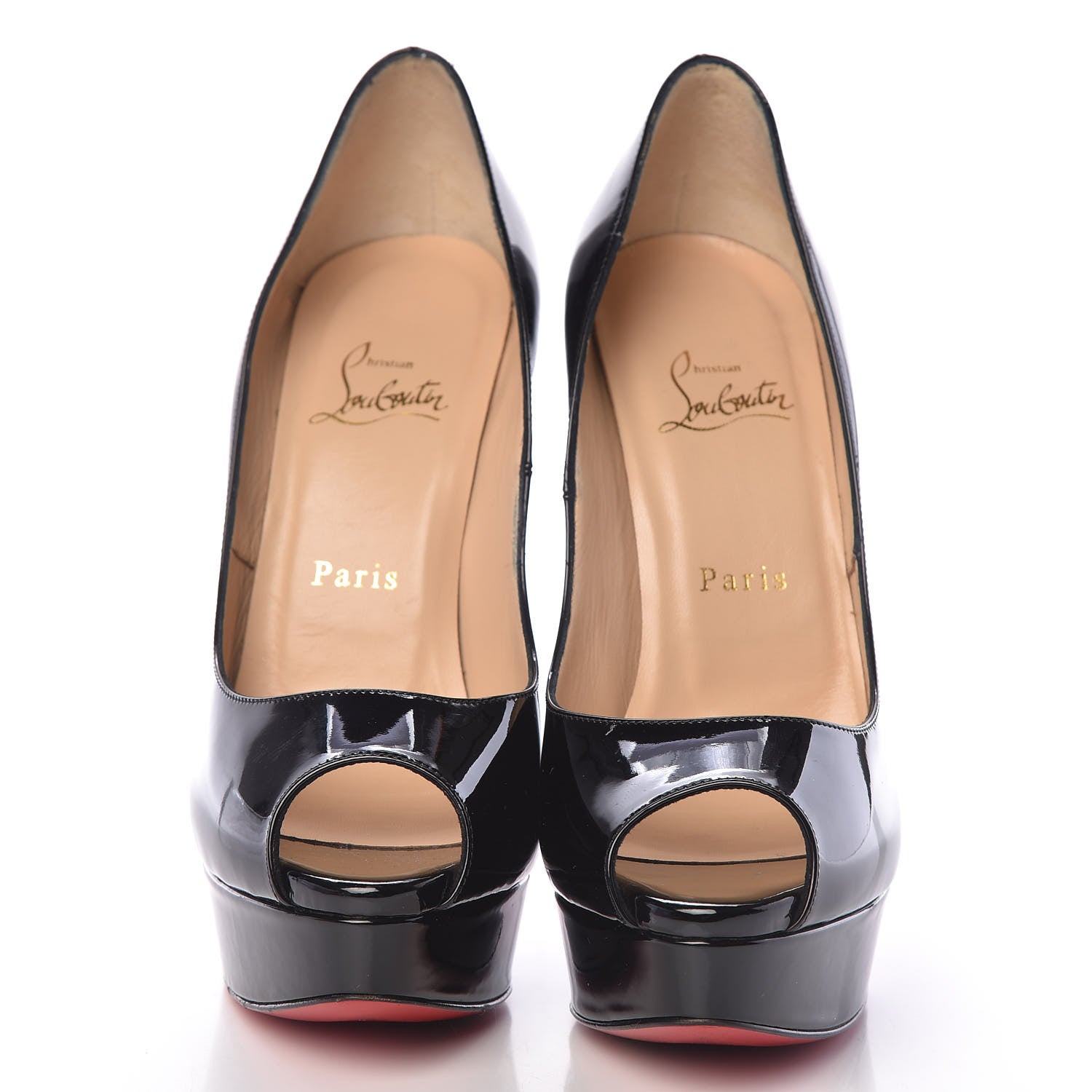 Christian Louboutin Patent Lady Peep 150 Pumps 38.5 Black 2 of 17