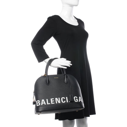 Balenciaga Signature Grained Calfskin Logo M Ville Top Handle Bag Black 3 of 10