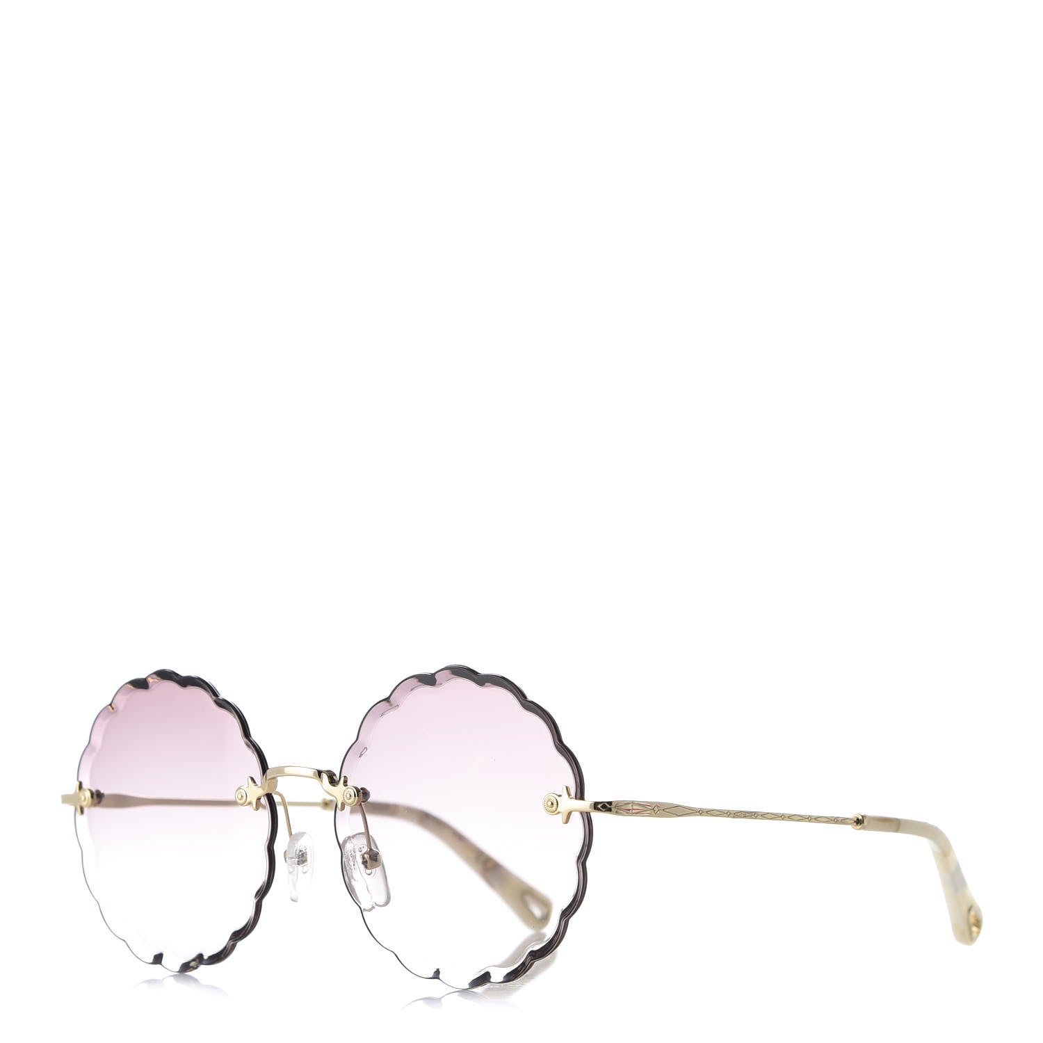 Chloe Rosie Bevelled Round Sunglasses CE142S Gold Gradient Coral 1 of 7