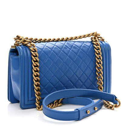 Chanel Lambskin Quilted Medium Boy Flap Blue 3 of 10