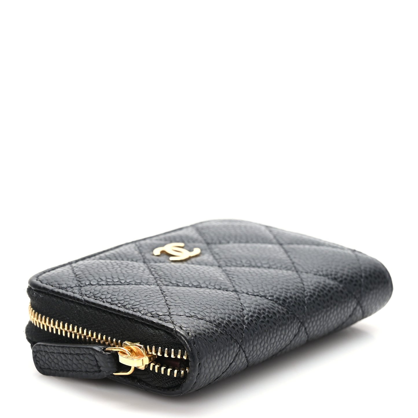 Caviar Quilted Zip Coin Purse Black