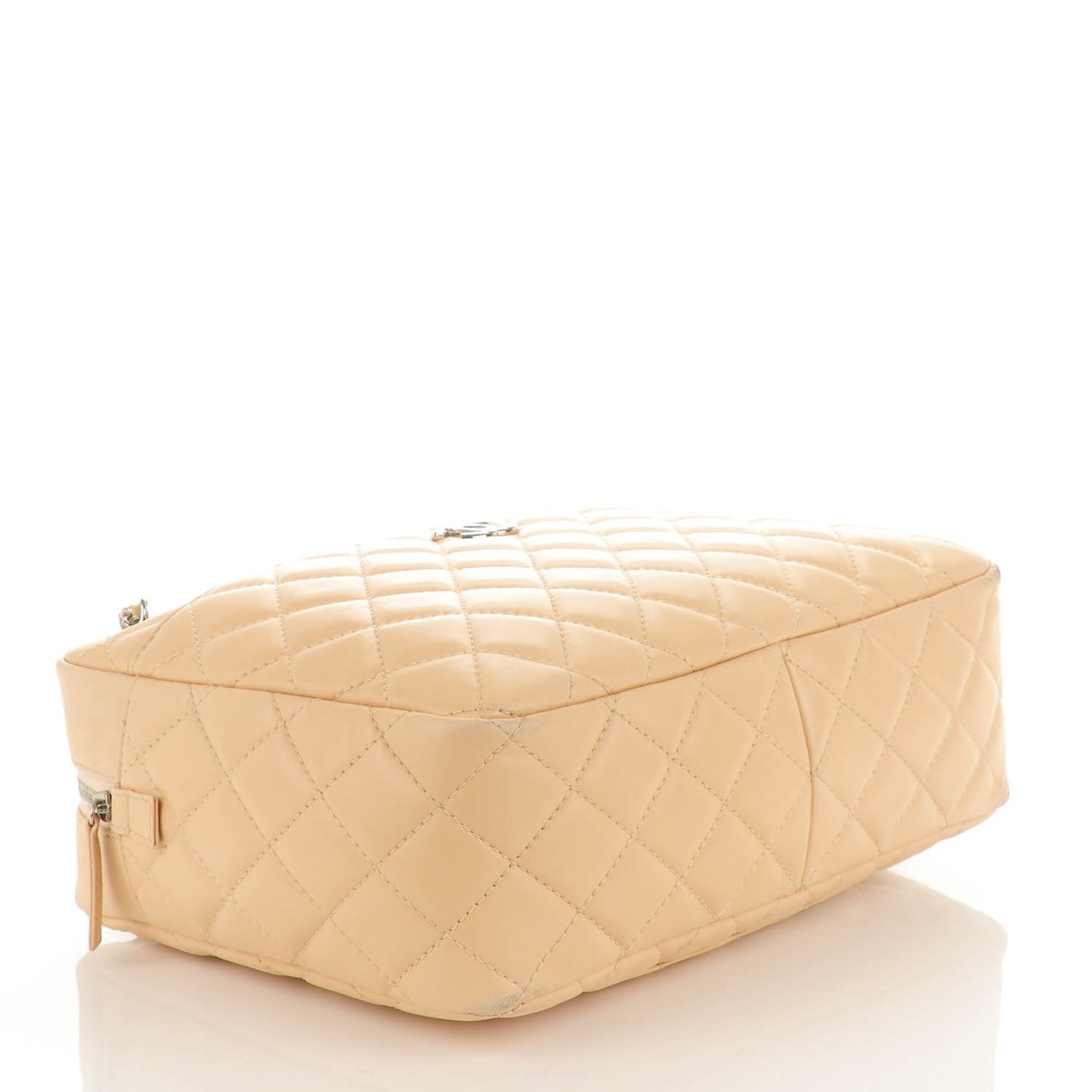 Lambskin Quilted Large Camera Case Beige Clair