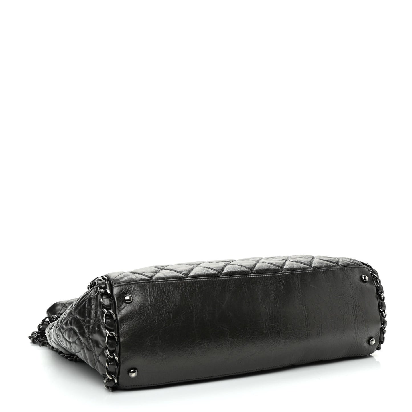 Metallic Calfskin Quilted Large Chain Me Hobo Dark Grey