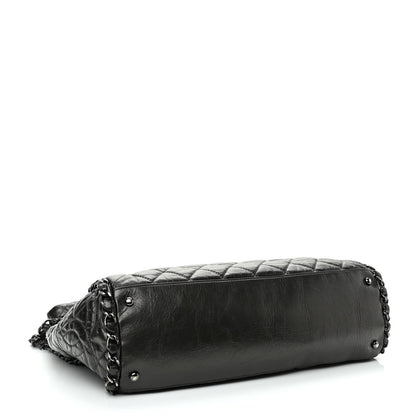 Chanel Metallic Calfskin Quilted Large Chain Me Hobo Dark Grey 4 of 9