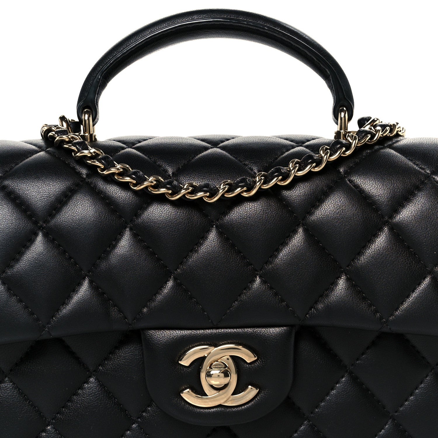 Chanel Lambskin Quilted Mini Top Handle Rectangular Flap Black 9 of 12