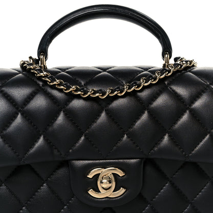 Chanel Lambskin Quilted Mini Top Handle Rectangular Flap Black 9 of 12
