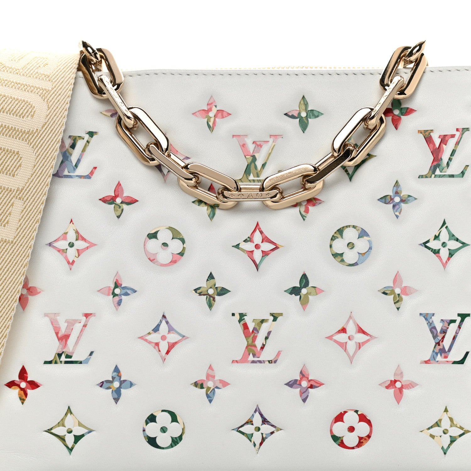 Louis Vuitton Lambskin Embossed Monogram LV Garden Coussin PM Cream 9 of 14