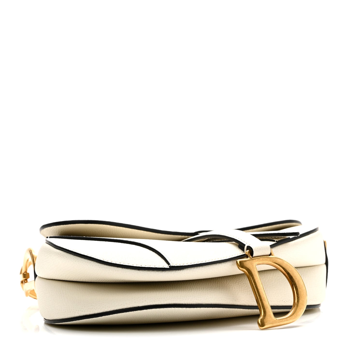 Grained Calfskin Saddle Bag White