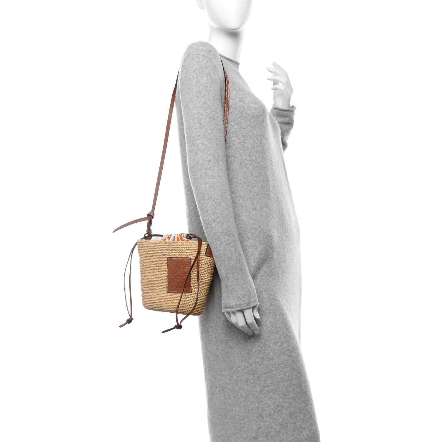 Loewe Calfskin Raffia Parrot Paulas Ibiza Pochette Bag Natural Tan 2 of 10