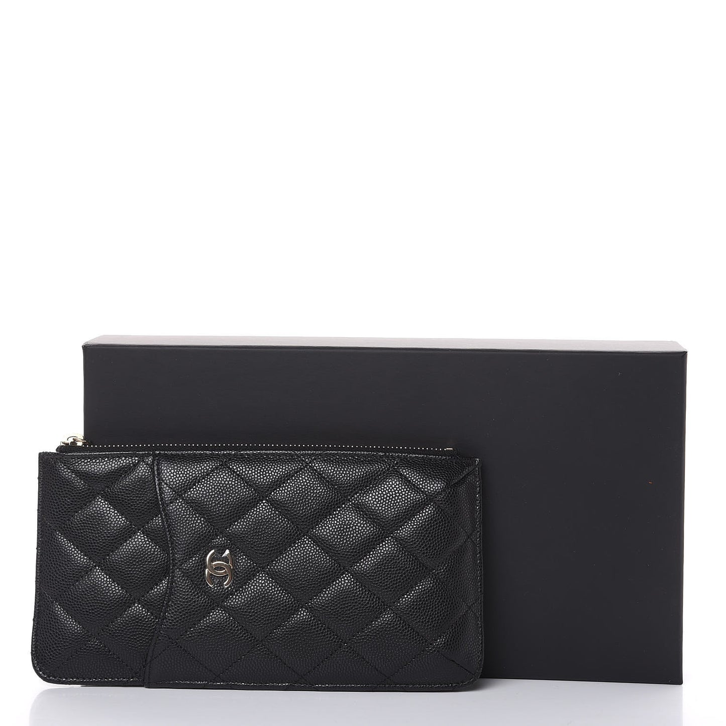 Caviar Quilted Classic Flat Wallet Pouch Black