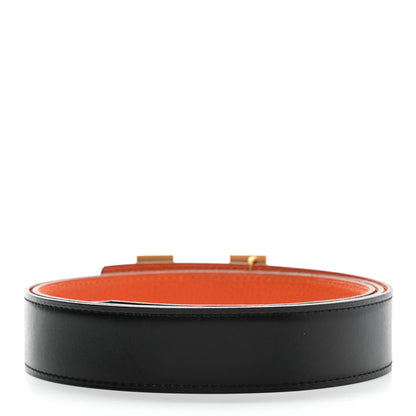 Hermes Box Togo 32mm H Belt 110 Black Orange 2 of 6