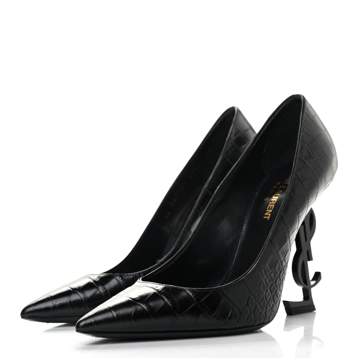 Calfskin Crocodile Embossed Opyum 110 Pumps 37.5 Black