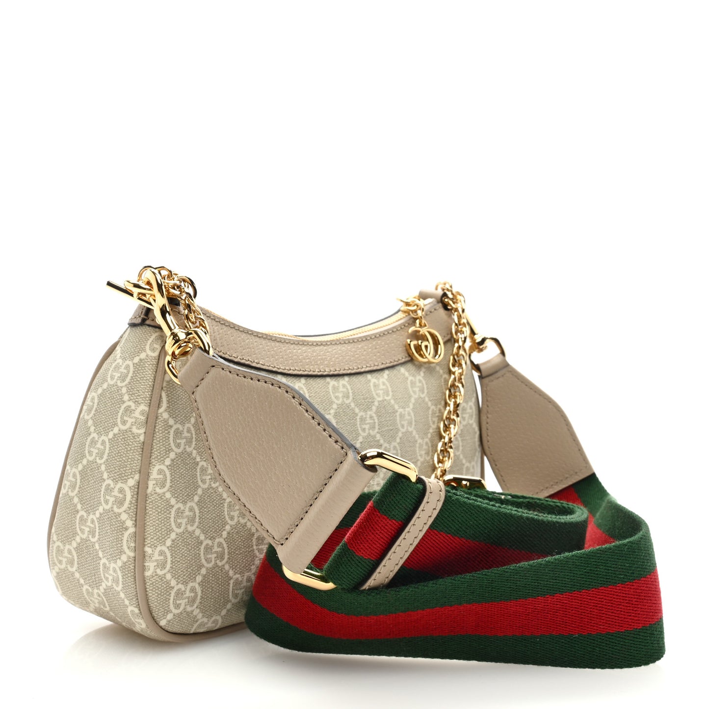 GG Supreme Monogram Textured Dollar Calfskin Web Small Ophidia GG Handbag Beige Mystic White Oatmeal