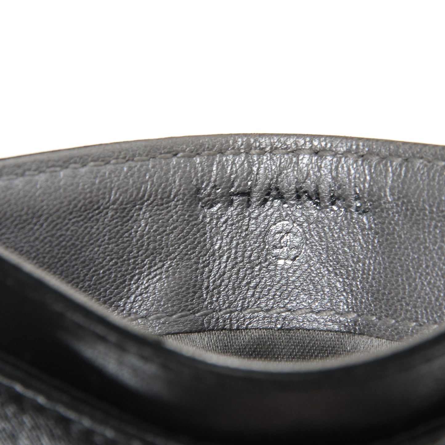 Lambskin Camellia Embossed Card Holder Black