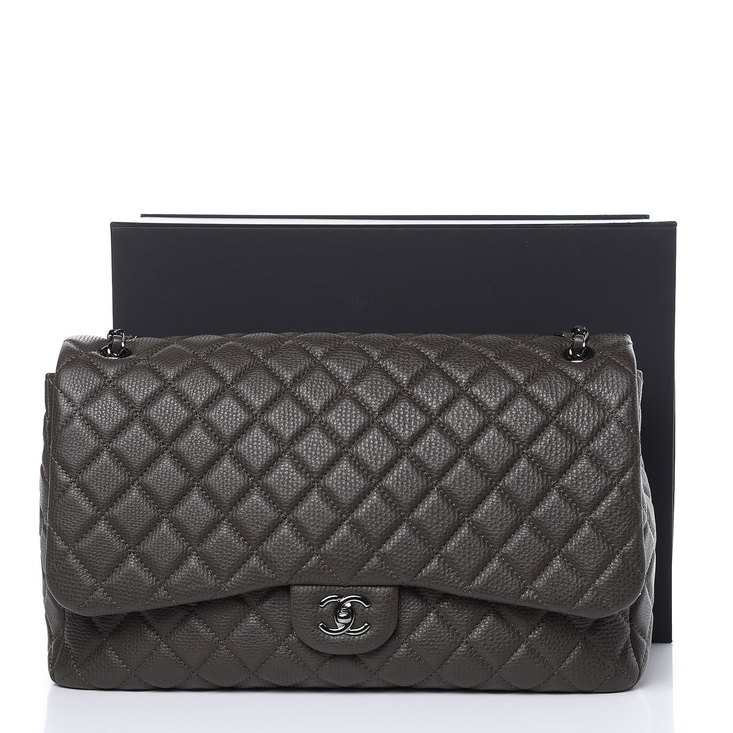 Chanel Calfskin Quilted Small XXL Travel Flap Bag Khaki 11 of 11