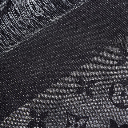 Louis Vuitton Silk Lurex Wool Monogram Shine Shawl Black 4 of 7