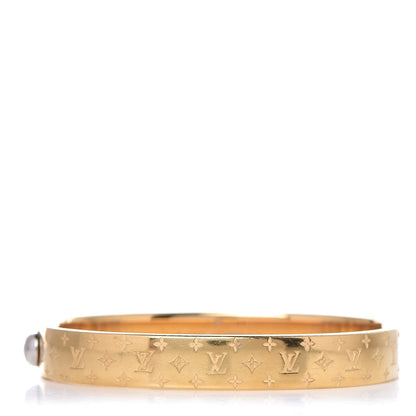 Louis Vuitton Brass Monogram Nanogram Cuff M Gold 1 of 6