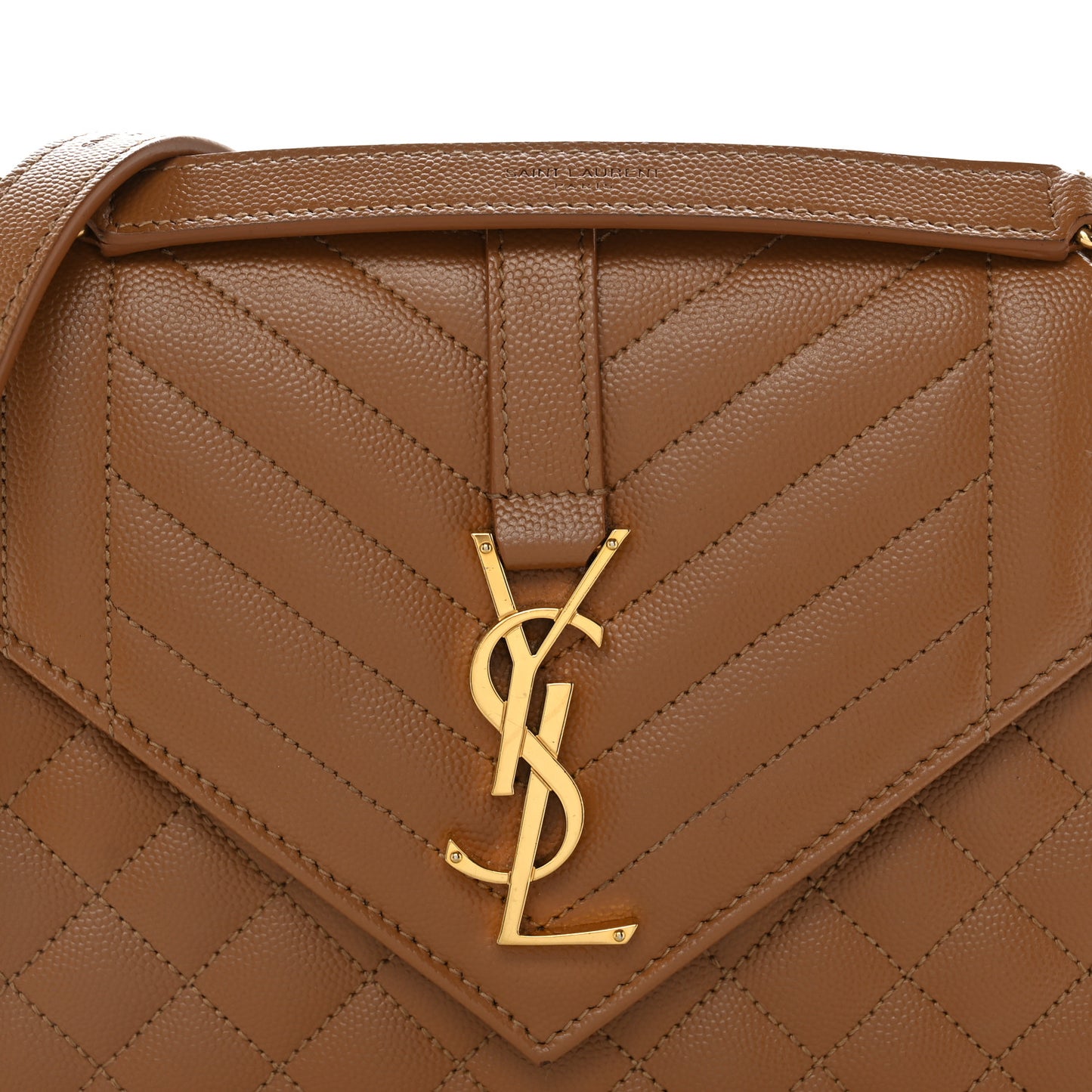 Grain De Poudre Textured Mixed Matelasse Medium Triquilt Monogram Satchel Dark Cork