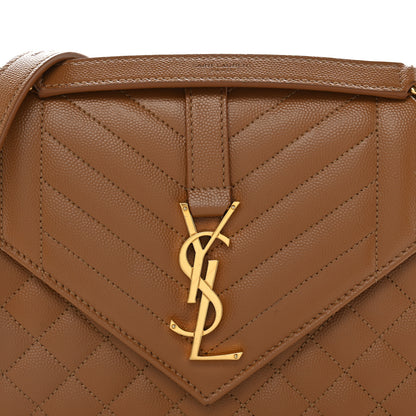Saint Laurent Grain De Poudre Textured Mixed Matelasse Medium Triquilt Monogram Satchel Dark Cork 8 of 12