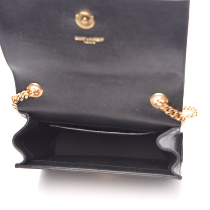 Saint Laurent Calfskin Crystal Studded Small Classic Monogram Kate Tassel Satchel Black 5 of 8