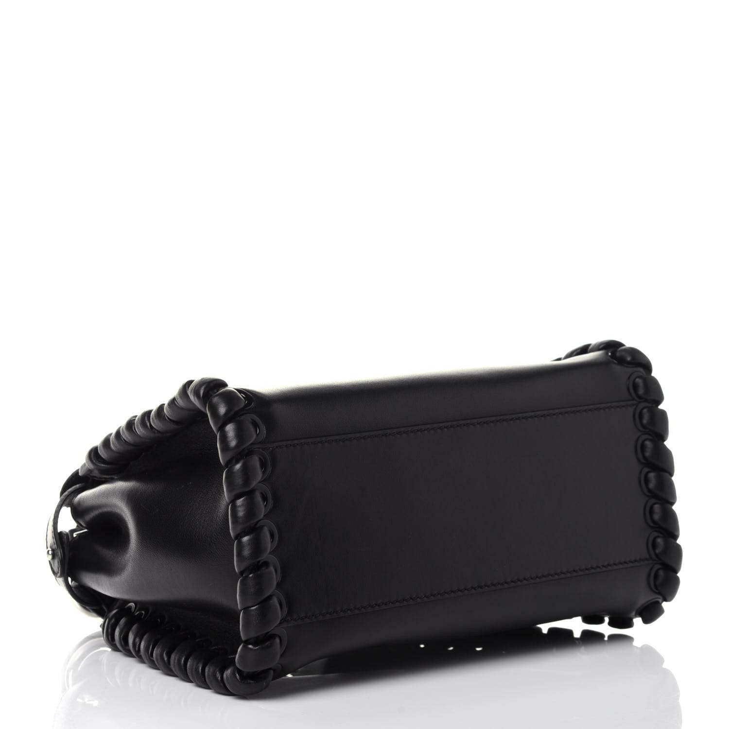 Fendi Nappa Lace Up Mini Peekaboo Iconic Satchel Black 3 of 9