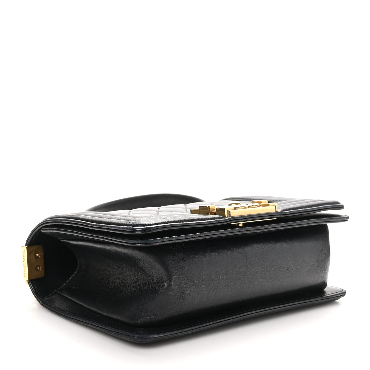 Lambskin Quilted Small Boy Flap Black