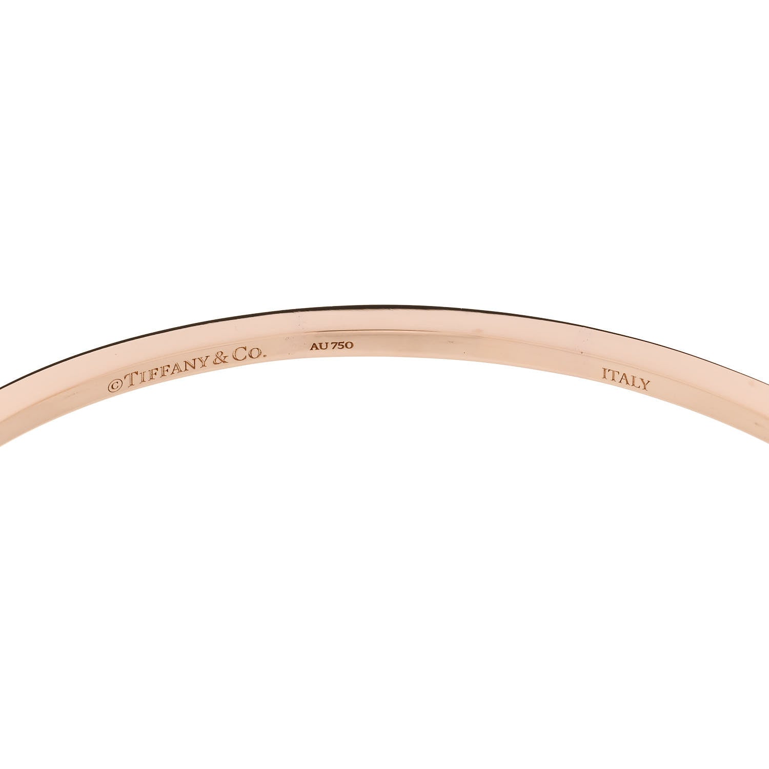 Tiffany 18K Rose Gold Diamond T Hinged Wire Bangle Bracelet 3 of 4