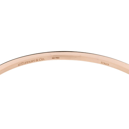 Tiffany 18K Rose Gold Diamond T Hinged Wire Bangle Bracelet 3 of 4