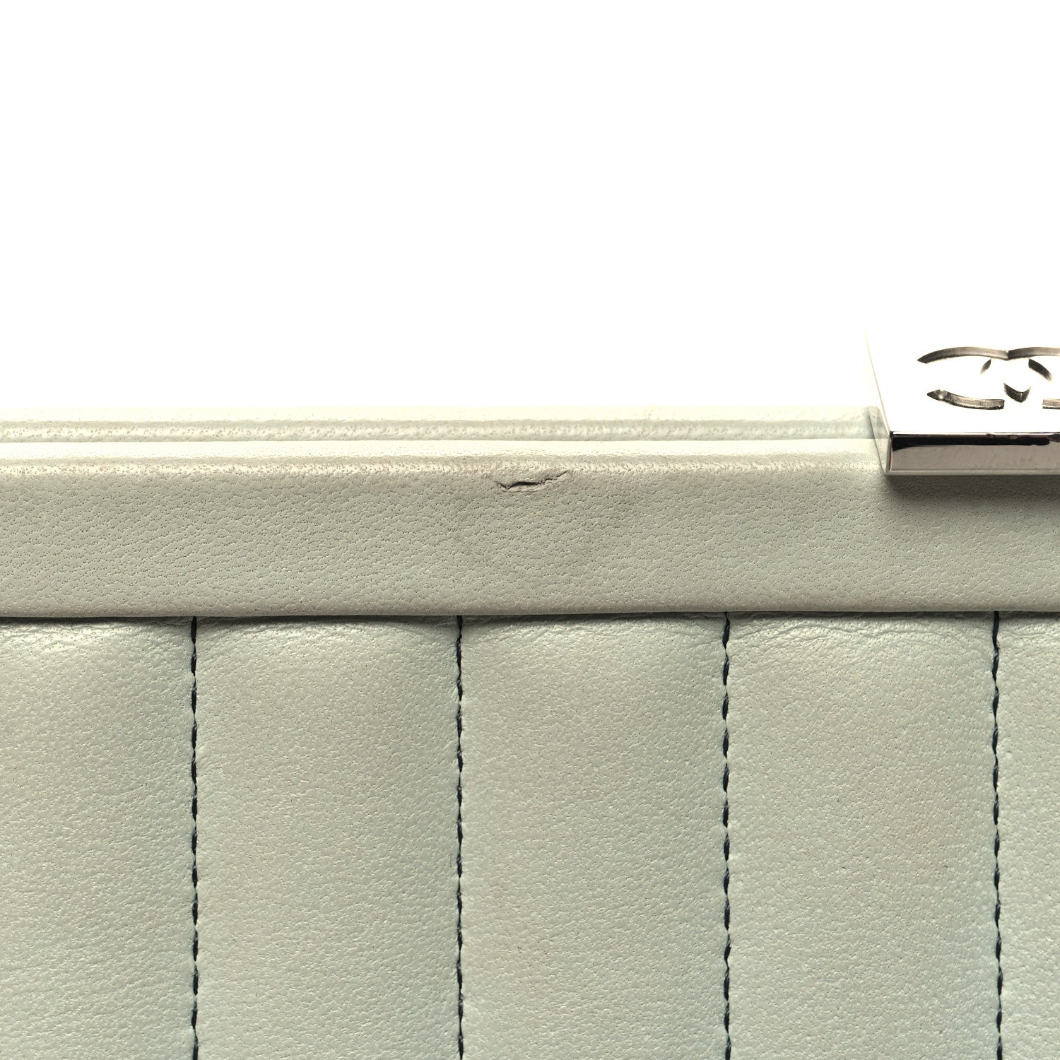 Chanel Lambskin Vertical Quilted Mademoiselle Clutch Light Green 11 of 12