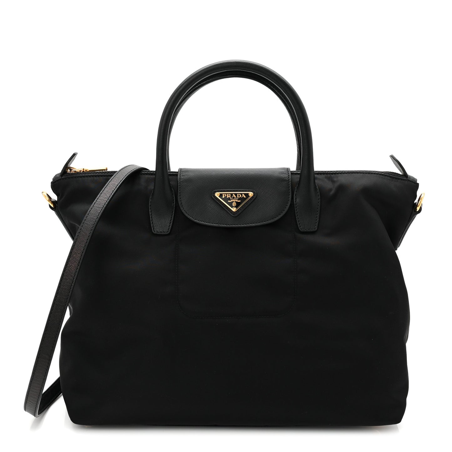 Tessuto Nylon Saffiano Tote Black