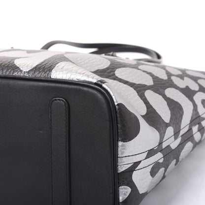 MCM Visetos Metallic Leopard Print Medium Anya Shopper Tote Black 8 of 12