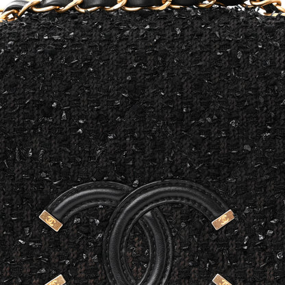 Chanel Tweed Calfskin Quilted Medium CC Filigree Flap Black 8 of 12