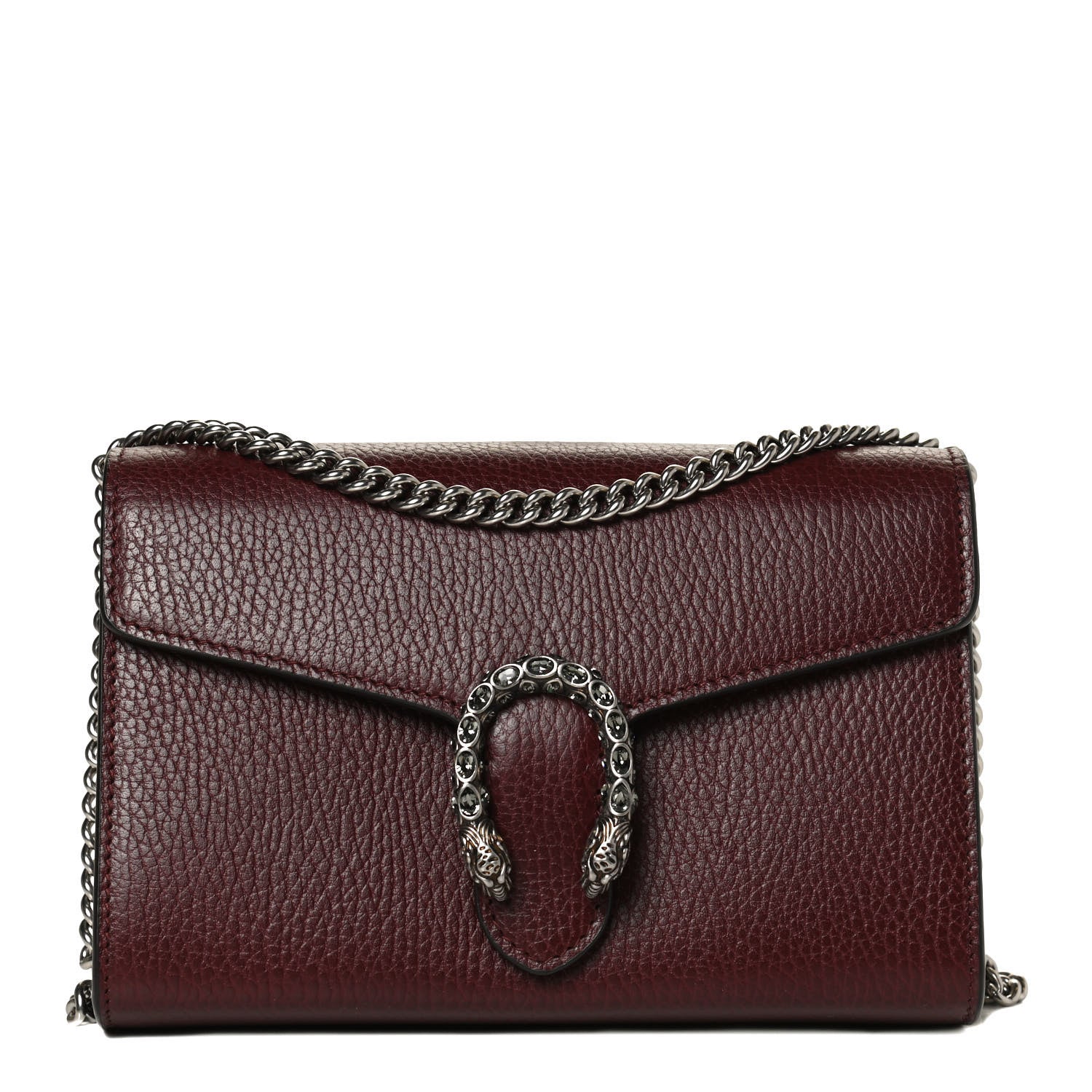 Gucci Dollar Calfskin Crystal Mini Dionysus Chain Wallet Vintage Bordeaux 1 of 10