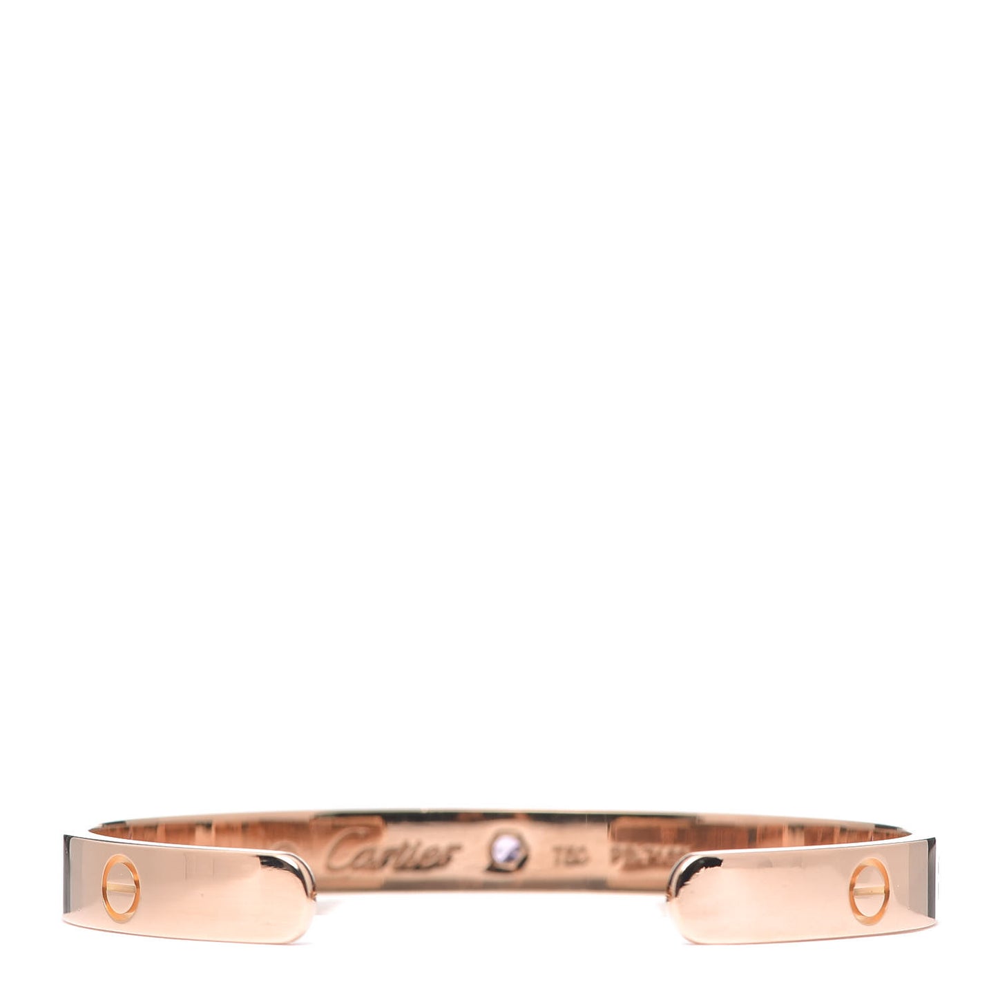 18K Pink Gold Pink Sapphire LOVE Cuff Bracelet 17