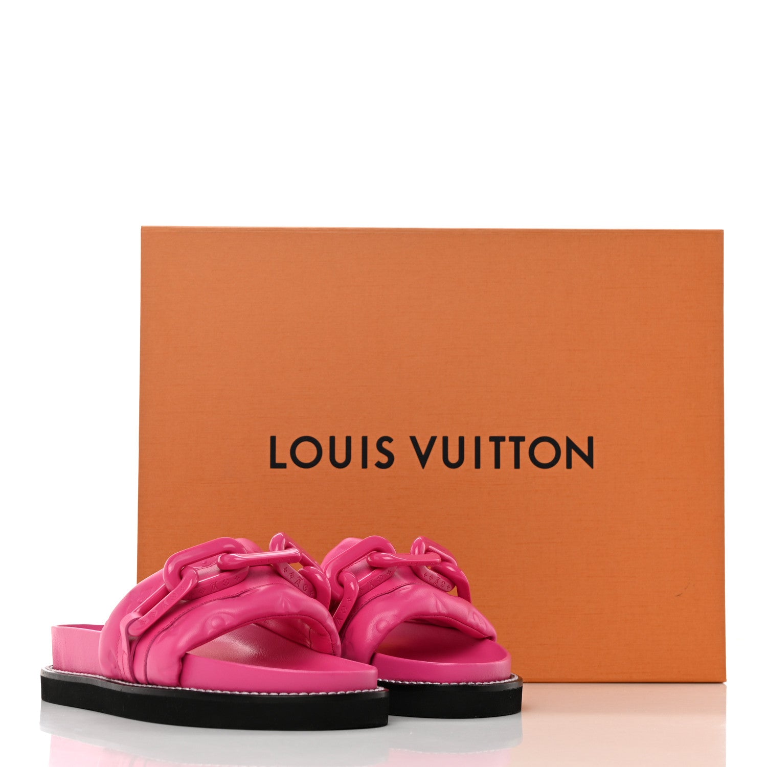 Louis Vuitton Calfskin Embossed Monogram Sunset Flat Comfort Mule 36 Rose Pop 14 of 14